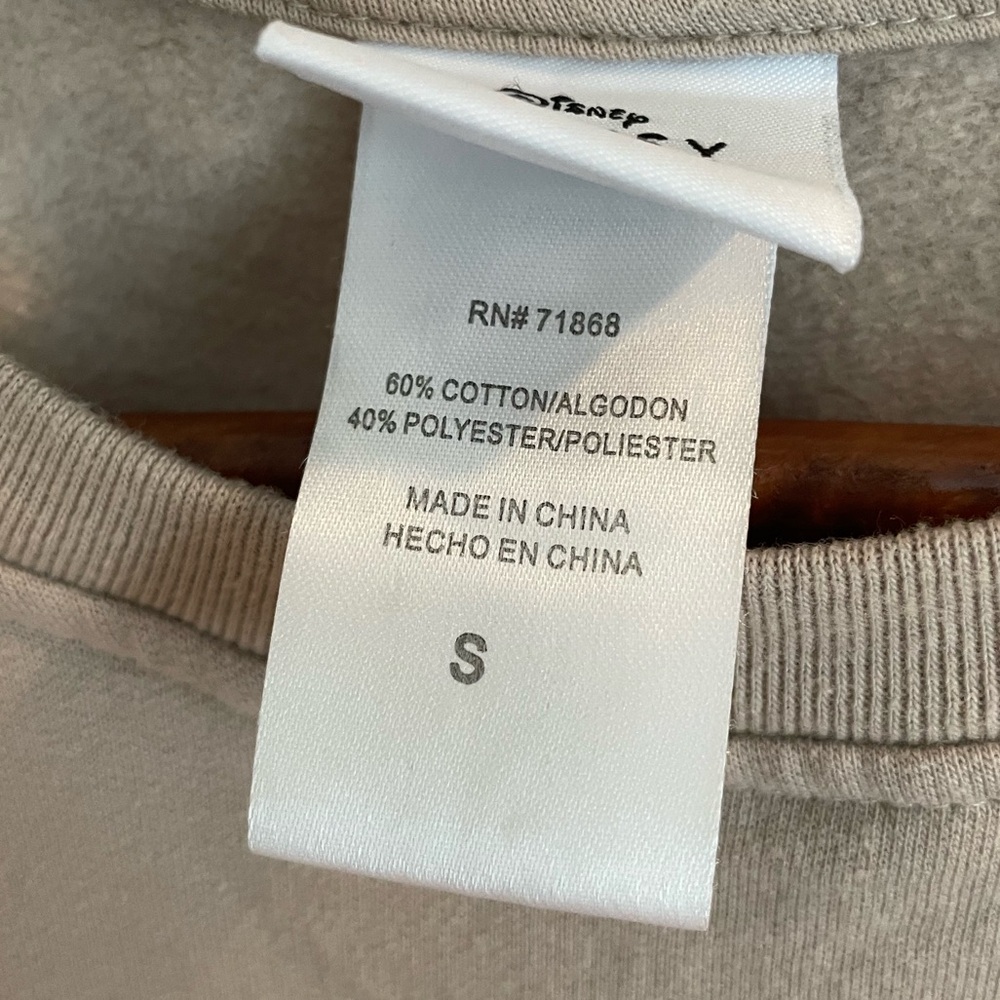 Disney Graphic Crop Sweatshirt Minnie & Micky Mouse Tan/Pink Small - Picture 7 of 7